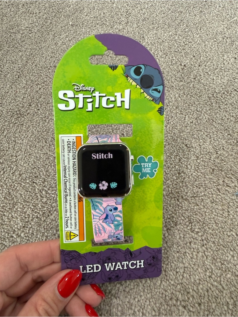 Disney Stitch Silicone LED Watch - Pink with Teal Accents